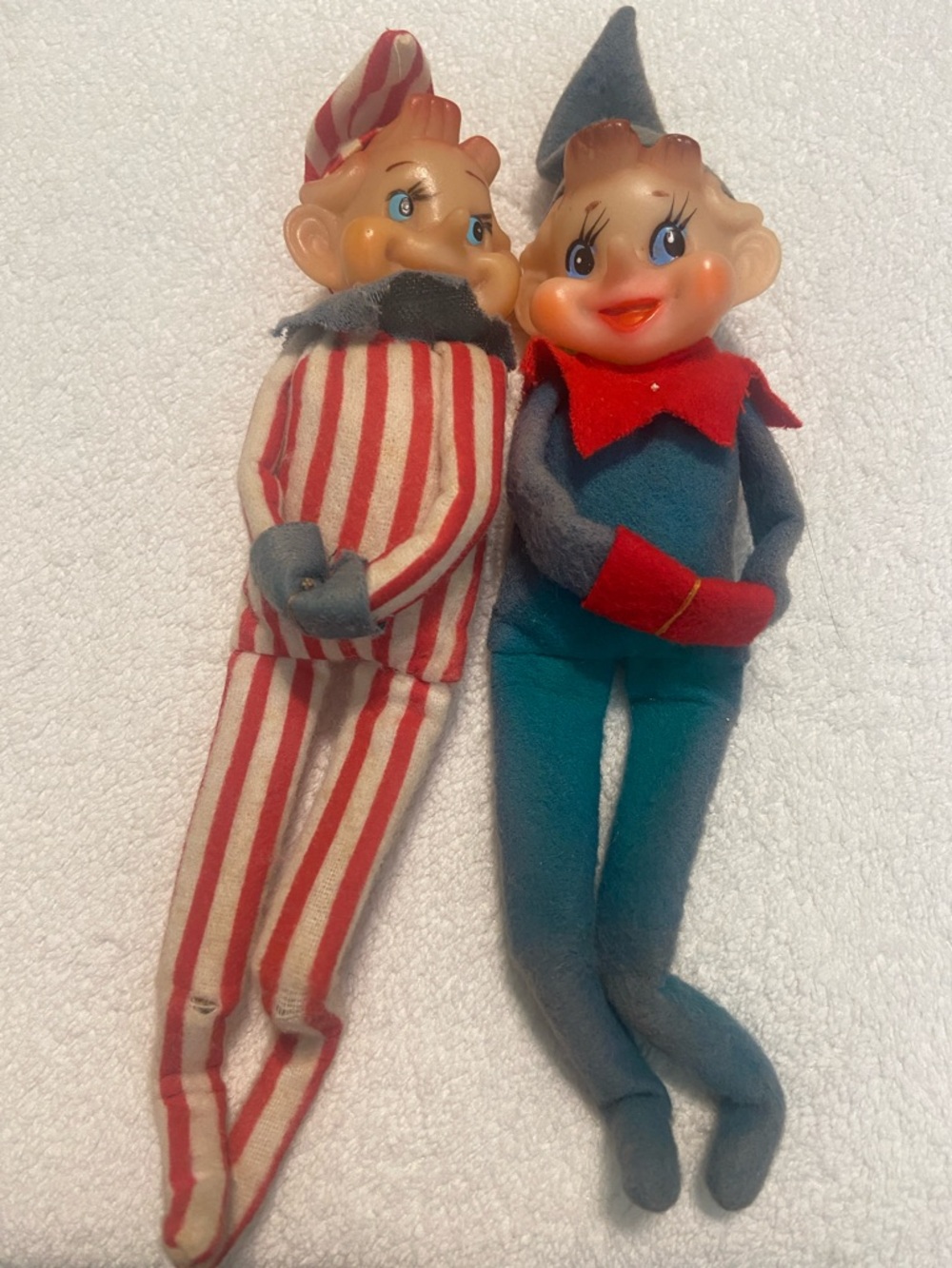 Vintage Style Knee huggers Elf Plush Doll - Red & Teal